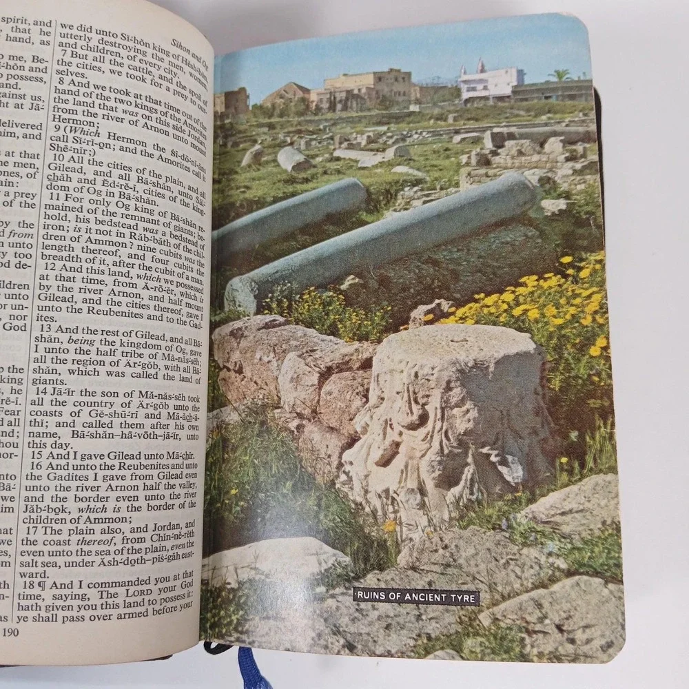 Vintage 1958 Holy Bible KJV Collins Clear Type Press Red Letter Color Pictures